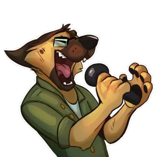 🎤 0e4b7f12 卡通, 动物, 拟人, 麦克风, 唱歌 telegram sticker