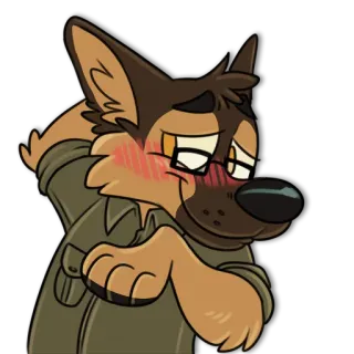 😳 b8a7ca5f 狗, 拟人化, 卡通, 眼镜, 脸红 telegram sticker