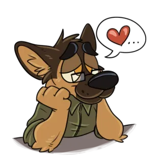 ❤ ea333877 狗, 卡通, 爱, 心, 难过, 思考 telegram sticker