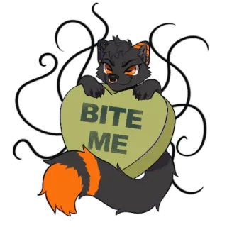 😏 4ece3f25 BITE ME Furry, Dier, Hart, Snoep, Beet, Cartoon telegram sticker