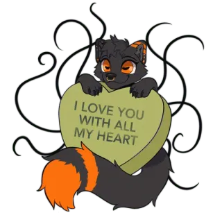 🧡 d6886e9b I LOVE YOU WITH ALL MY HEART liefde, hart, cartoon, dier, genegenheid, Valentijnsdag telegram sticker