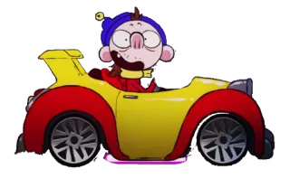 😎 e235a845 cartoon, auto, personage, rijden telegram sticker