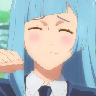 🪵 18a76594 动漫, 蓝发, 微笑, 肖像, 女孩 telegram sticker