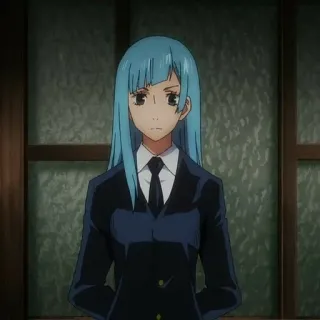 🪵 4aebe611 Miwa Kasumi Jujutsu Kaisen 动漫, 蓝发, 女性, 角色, 女孩 telegram sticker