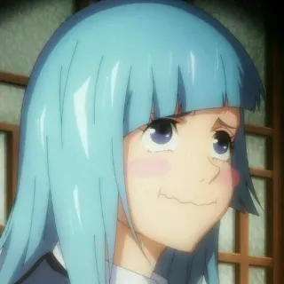 🪵 75c0322c 动漫, 女人, 蓝发, 卡通, 角色 telegram sticker