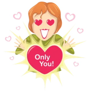😍 e548d569 Only You! 爱, 心, 卡通, 浪漫, 情人节, 表情, 可爱 telegram sticker