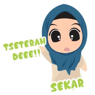 😒 183f9982 TSETERAH DEEE!! SEKAR Hijab, Dessin animé, Fille, Mignon, Indonésien whatsapp sticker