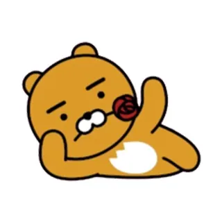 👍 39cee921 Ryan カカオフレンズ, ライアン, キャラクター, かわいい, クマ, 花 whatsapp sticker