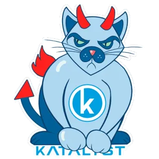 👹 cf0dff4f KATALYST แมว, ปีศาจ, เขา, หาง, katalyst, โลโก้ telegram sticker