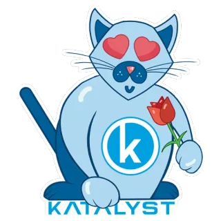 😍 dd6f4cf2 KATALYST แมว, ความรัก, ตาหัวใจ, ดอกกุหลาบ, น่ารัก, สติกเกอร์ telegram sticker
