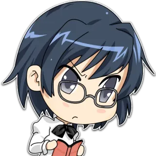 😕 16c7b4ec anime, manga, chibi, book, girl, glasses telegram sticker