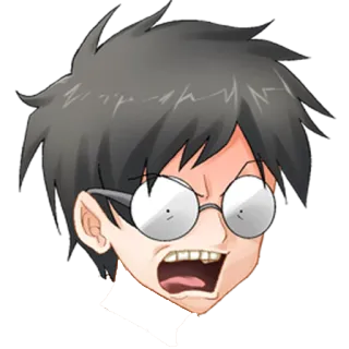 🎭 4712d9d9 怒り, メガネ, 顔, 表情, アニメ風 telegram sticker