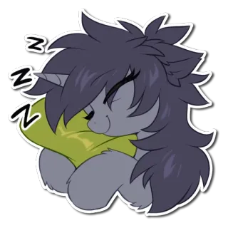 😴 0f52ceb0 ZZZZ poni, durmiendo, almohada, dibujo animado, animal, lindo whatsapp sticker