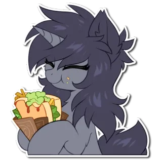 🥪 177ea5c8 Pony, Sándwich, Dibujo animado, Comiendo, Feliz whatsapp sticker