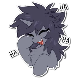 😆 2d59600e HA HA HA riendo, dibujos animados, lobo, furry, animal, feliz whatsapp sticker
