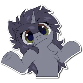 🤔 404bbcdc pony, encogerse de hombros, dibujos animados, animal, pegatina whatsapp sticker