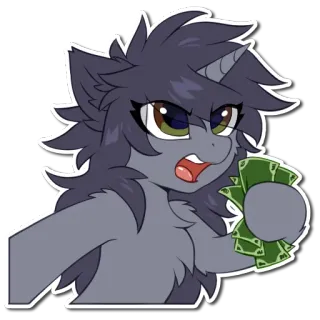 🤑 b70f0096 dibujo animado, dinero, furry, enojado whatsapp sticker