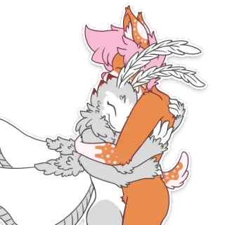 🤗 c04d9327 Furry, Abraço, Afeição, Fofo, Animal, Kawaii, Arte digital telegram sticker