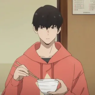 💰 3535b972 Anime, Pria, Hoodie, Makan, Sumpit, Mangkok, Asia whatsapp sticker