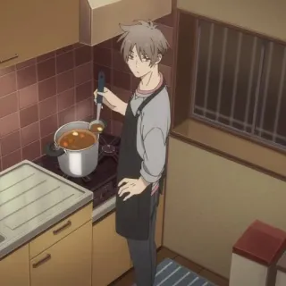 💰 754d82f6 anime, memasak, dapur, celemek, domestik, karakter whatsapp sticker