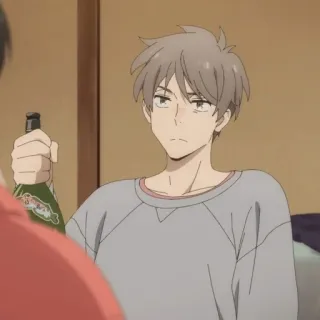 💰 87b4aded Anime, Pria, Botol, Minum, Dalam ruangan, Kartun whatsapp sticker