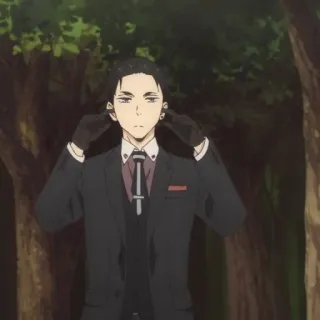 💰 dd17d11e Anime, Pria, Setelan, Sarung tangan, Serius, Potret whatsapp sticker