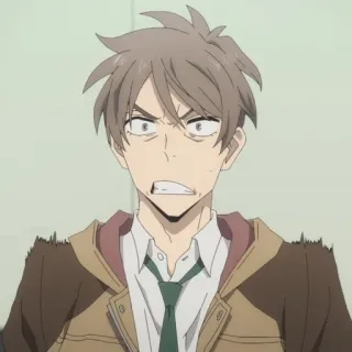 💰 effda99c anime, pria, rambut cokelat, marah, ekspresi whatsapp sticker