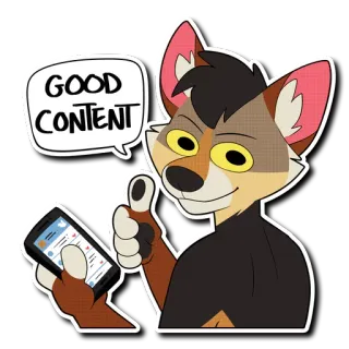 🐦 7c83b862 GOOD CONTENT zorro, pulgar arriba, teléfono, bien, contenido, antropomórfico telegram sticker