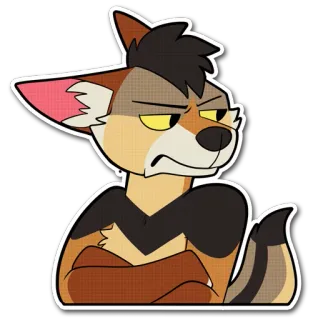 😒 87520872 furry, zorro, enojado, dibujos animados, animal, personaje telegram sticker