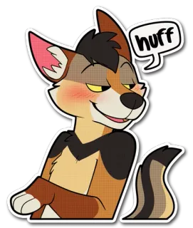 😘 87626760 huff animal, dibujos animados, lindo, presumido, sonrisa burlona, furry telegram sticker