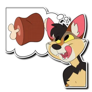 🍖 9fe07259 animal, zorro, carne, hambriento, lengua, fantasía telegram sticker