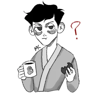 🤨 70340b17 dibujo animado, pregunta, personaje, desayuno whatsapp sticker