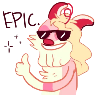 👍 0101308a EPIC épique, pouce levé, cool, dessin animé, positif, lunettes whatsapp sticker