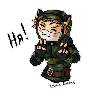 😽 4f8cd616 Ha! Аниме, Мультфильм, Кошачьи уши, Милый, Знак мира telegram sticker