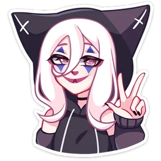 ✌️ 19061fbb anime, manga, girl, cartoon, character, cute, hoodie, peace sign telegram sticker