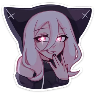 😏 634b1d46 anime girl, cat ears, sticker, cartoon, female, sparkling eyes, smirk telegram sticker