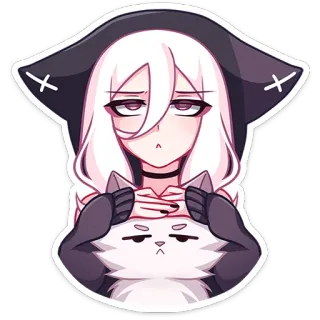 😑 dc969d7c anime, girl, cute, sticker, cat, hoodie, manga, cartoon telegram sticker