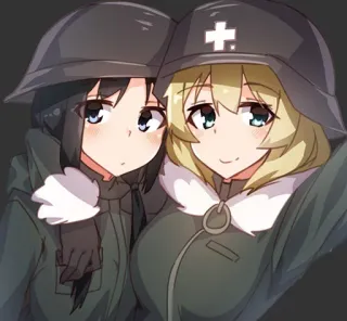 ❤ e7eafb95 애니메이션, 소녀, 헬멧, 군대, 제복 telegram sticker