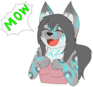 🐱 50a70947 MOW Фурри, Волк, Животное, Мультфильм, Счастливый, Антропоморфный whatsapp sticker
