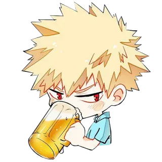 🍺 9d58ad6e Bakugo Katsuki My Hero Academia Animé, Manga, Bakugo, Boisson, Bière telegram sticker
