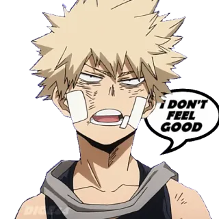 🤒 359d5556 Bakugo My Hero Academia I DON'T FEEL GOOD anime, manga, character, sticker, cartoon telegram sticker