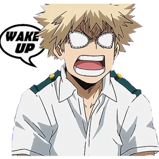 ⏰ 50016d19 Katsuki Bakugo My Hero Academia WAKE UP anime, sticker, katsuki bakugo, my hero academia, wake up telegram sticker