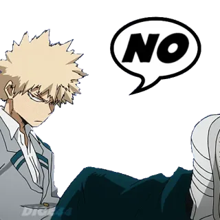 👎 cf442440 Bakugo My Hero Academia NO anime, manga, no, rejection, character telegram sticker