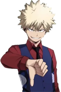 👎 82fe8e49 Bakugo Katsuki My Hero Academia Anime, Karakter, Jempol ke bawah, Marah, Bakugo telegram sticker