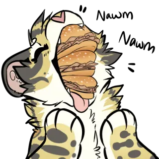 💲 6ad07119 兽人, 三明治, 食物, 动物, 卡通, 角色, 吃东西 whatsapp sticker