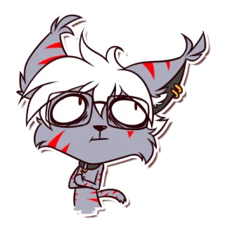 🙄 07531bb0 猫, メガネ, 漫画, 灰色, 首輪, 毛むくじゃら telegram sticker