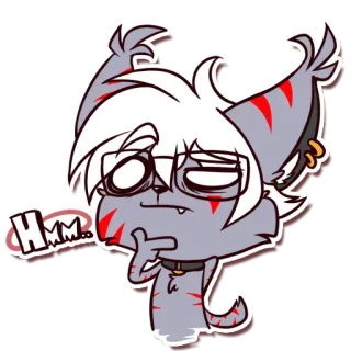 🤔 230a0054 Hmm... 猫, 考え中, うーん, 漫画, メガネ, 動物 telegram sticker