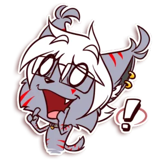 ❗ 7bb46972 ケモノ, 猫, 漫画, メガネ, かわいい, エクスクラメーションマーク telegram sticker
