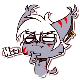 🤔 909c6666 Hmm... 猫, 動物, 考え中, 漫画, ステッカー, かわいい telegram sticker