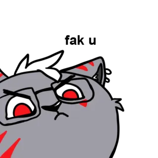 🖕 914ac2f4 漫画の猫, 眼鏡, 怒り, 赤, 灰色, 毛深い telegram sticker